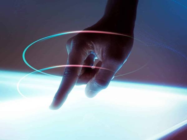 hand-using-virtual-screen-advanced-technology-digital-remix